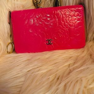 Chanel large camellia with Chanel chain